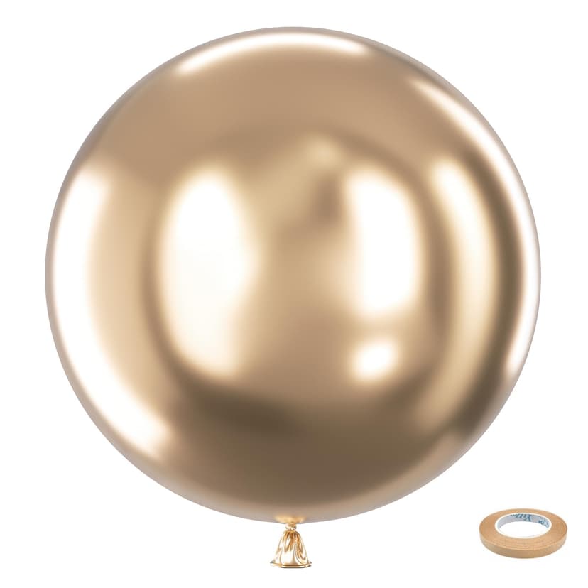 Bezente Metallic Champagne Gold Giant Balloons 36 Inch - 8 Pack Jumbo Chrome Champagne Gold Balloons Large Round Latex Balloons for Wedding Birthday Bachelorette Floral Party Decorations