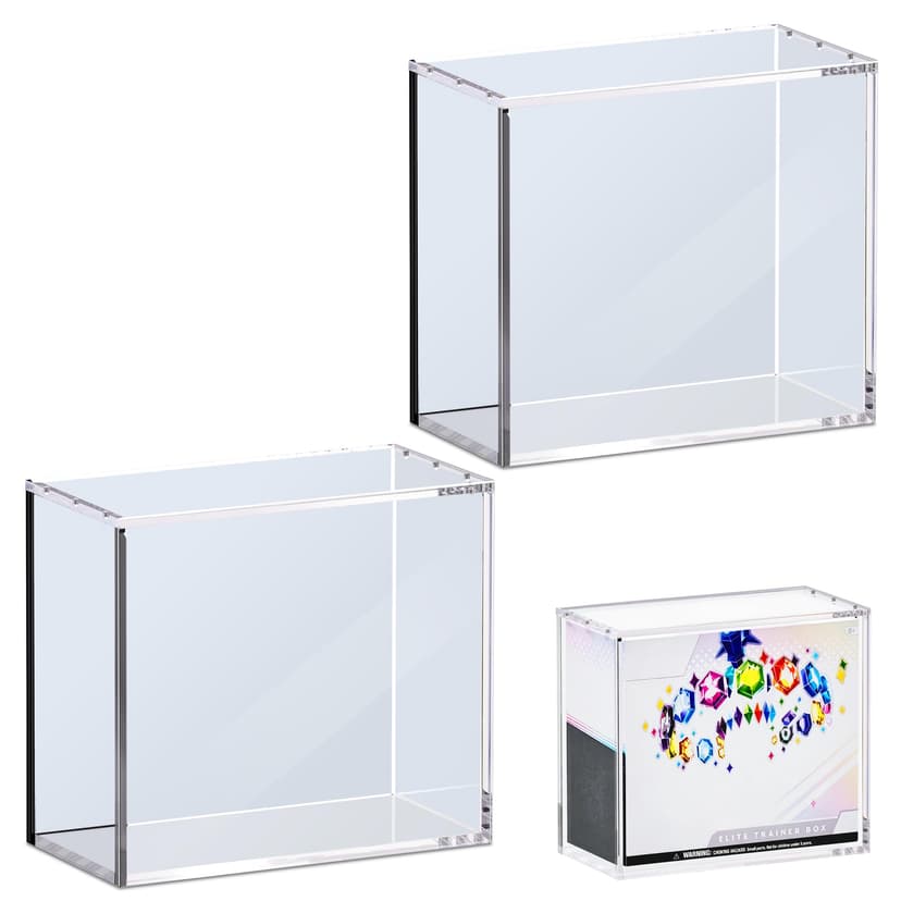 Kisbox 2 PCS ETB Protector Case, 5mm ETB Acrylic Display Case, Clear Ultra Acrylic Boxes for Display Compatible with Elite Trainer Box, Dustproof and Waterproof Display Box