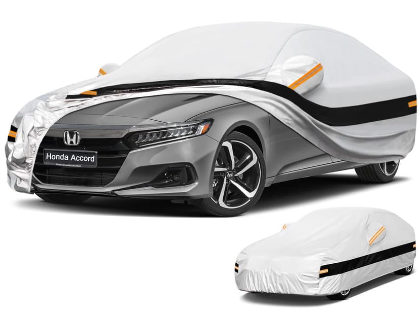 Holthly 10 Layers Car Cover Custom Fit for Honda Accord (2001-2026) Waterproof All Weather for Automobiles, Outdoor Full Cover Rain Sun UV Protection.Silver