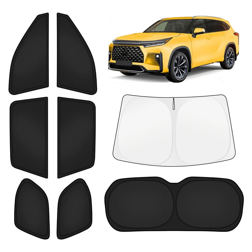 KUST Car Window Shades for Toyota Grand Highlander 2024-2025 2026 Windshield Sun Shade Side Window Cover UV Block Privacy Protection Accessories for Camping Blackout Rear Back Full Set 8PCS