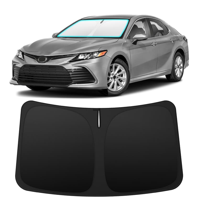 INSAUTO Custom Fit Windshield Sun Shade Accessories for Toyota Camry 2018-2024, Foldable Front Window Sunshade, UV & Heat Reflector, Keeps Interior Cool, Includes Storage Bag