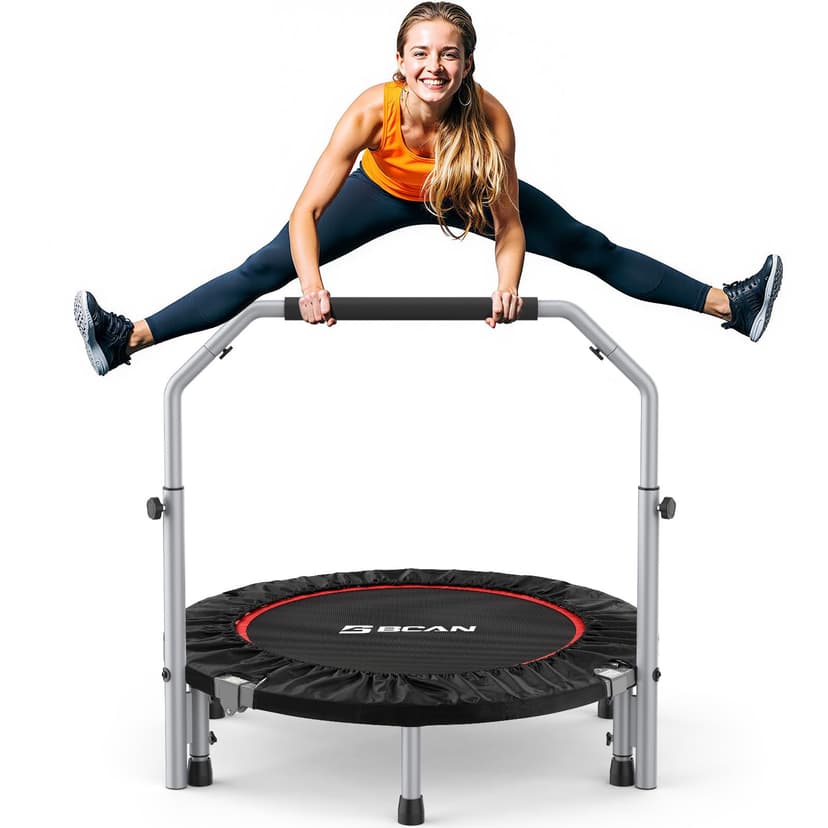 BCAN SP2 40/48" Foldable Mini Trampoline Max Load 330lbs/440lbs, Fitness Rebounder with Adjustable Foam Handle, Exercise Trampoline for Adults Indoor/Garden Workout | FED Fitness