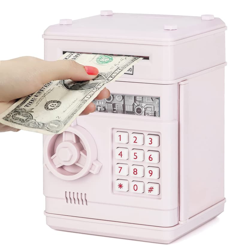 Refasy Piggy Bank Cash Coin Can ATM Bank Electronic Coin Money Bank for Kids Age 3-12, Money Savings Box Mini ATM Coin Bank Toys Gifts for 3 4 5 6 7 8 9 10 11 12 Year Old Boys Girls