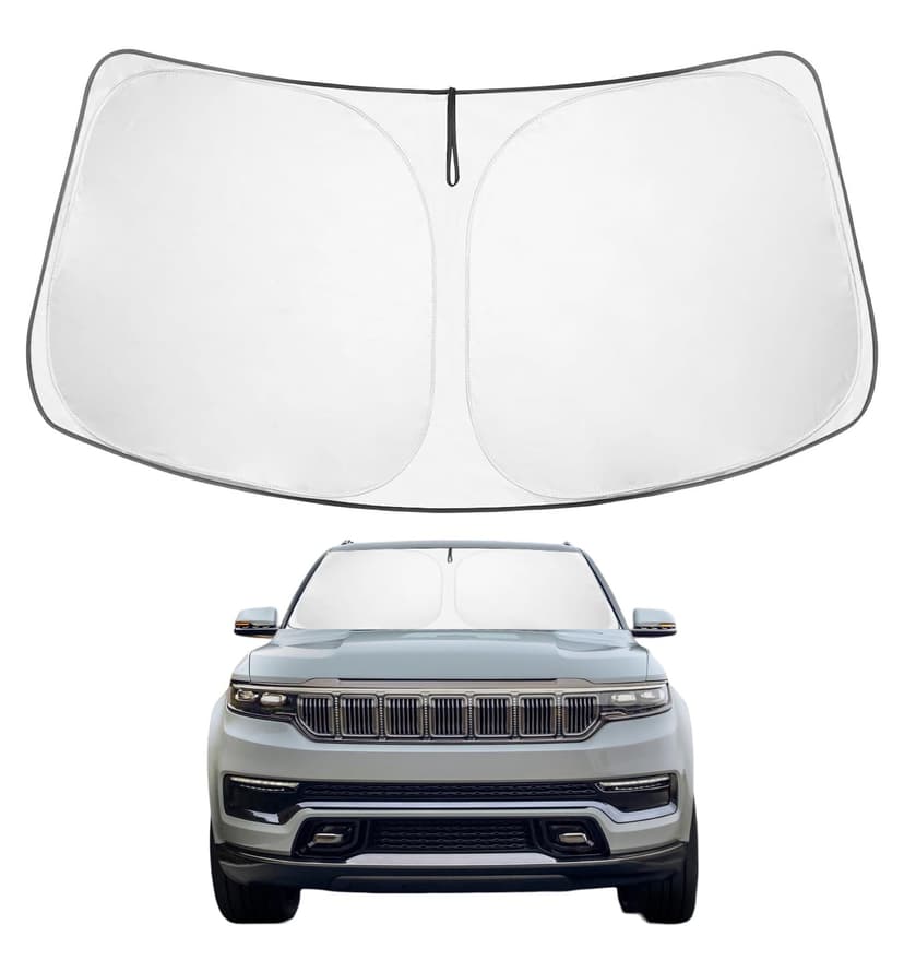 Proadsy Custom Fit Car Windshield Sun Shade for 2022-2026 Jeep Wagoneer | 240T Heat Shield, Drops Temp 54°F, Blocks 99% UV, Prevents Dashboard Cracking, Summer Parking & Beach Trips, Easy Twist-Fold
