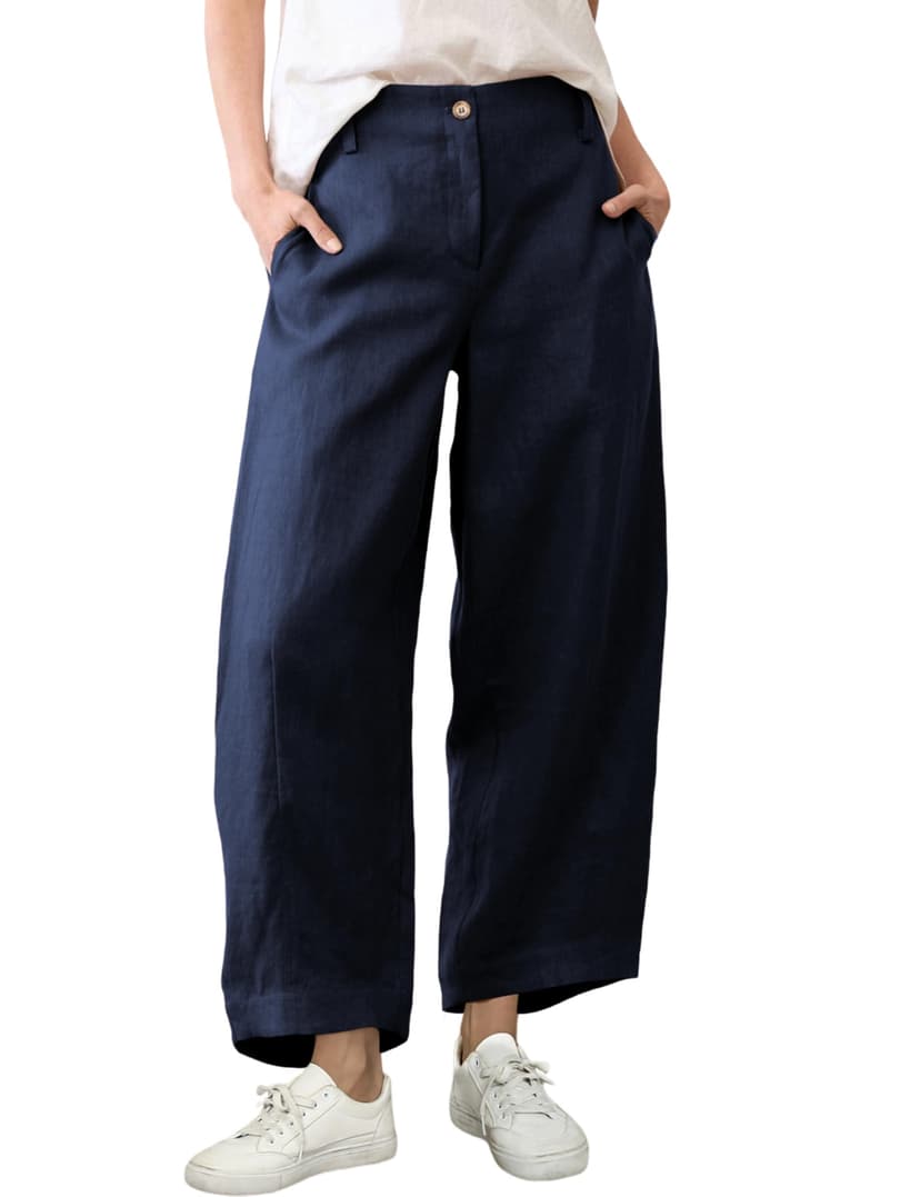 Tanming Womens Linen Pants Casual Capri Baggy Wide Leg Trousers Palazzo Pants Beach Vacation Outfits