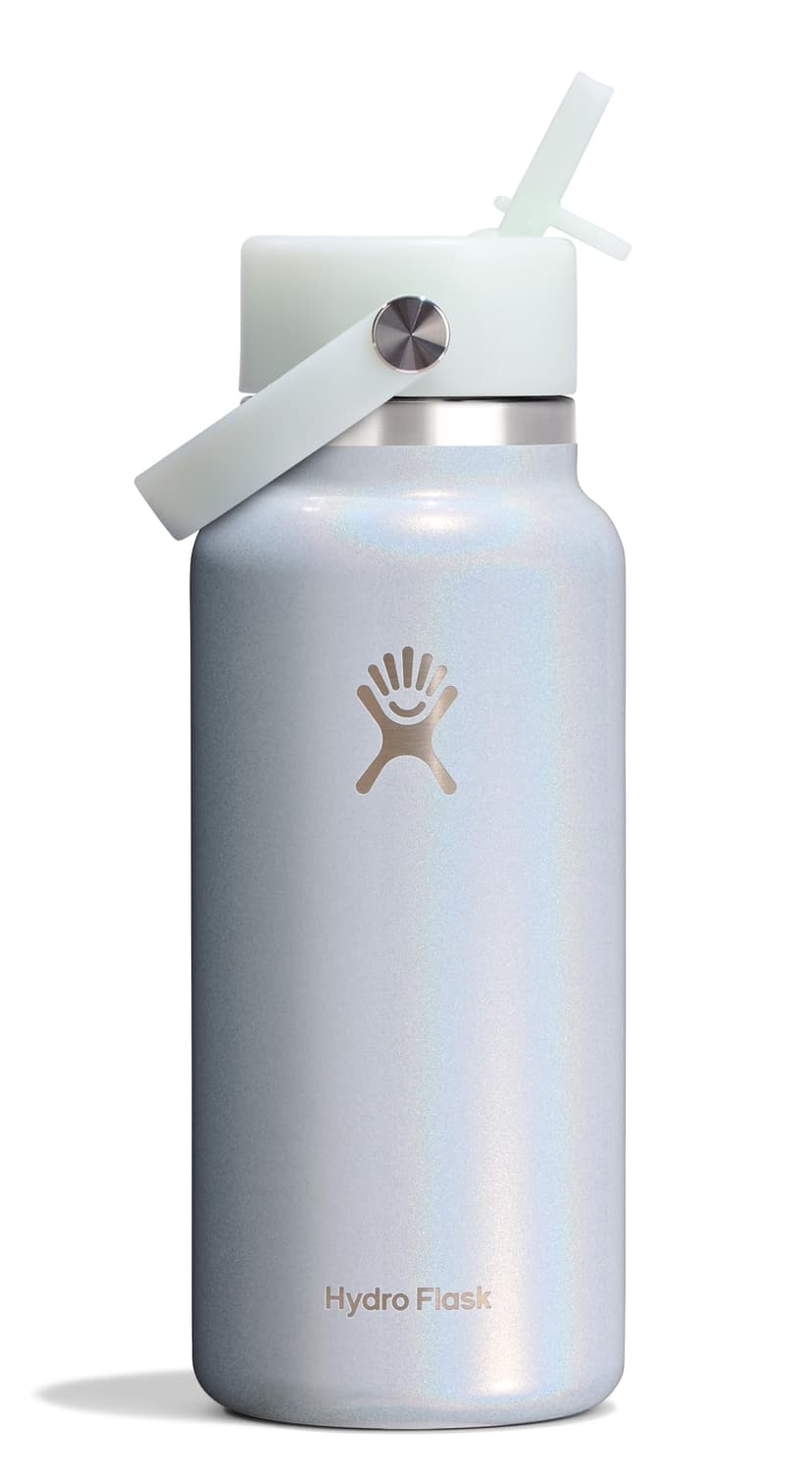Hydro Flask Water Bottle - Insulated Stainless Steel - Wide Straw Lid, Non Spill, Leakproof in 32 Oz Glimmer Blue