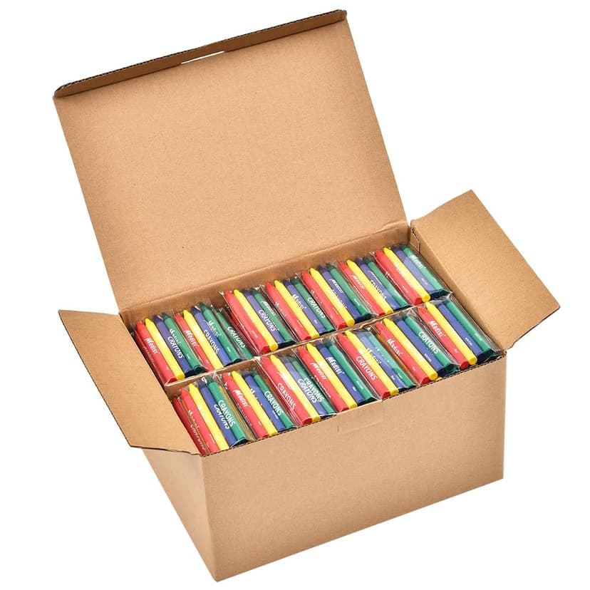 Madisi Crayons Bulk Pack, Regular Size, 4 Colors, cellophane 250 Packs, 1000 Count