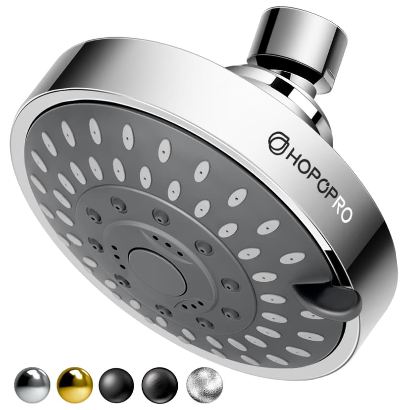 High Pressure Shower Head, HOPOPRO 5-Mode Fixed Showerhead, NBC Recommended | The Washington Post, NBC News, Today TV Show Recommended, Consumer Reports Tested High Flow Fixed Shower Head (4 Inch Chro