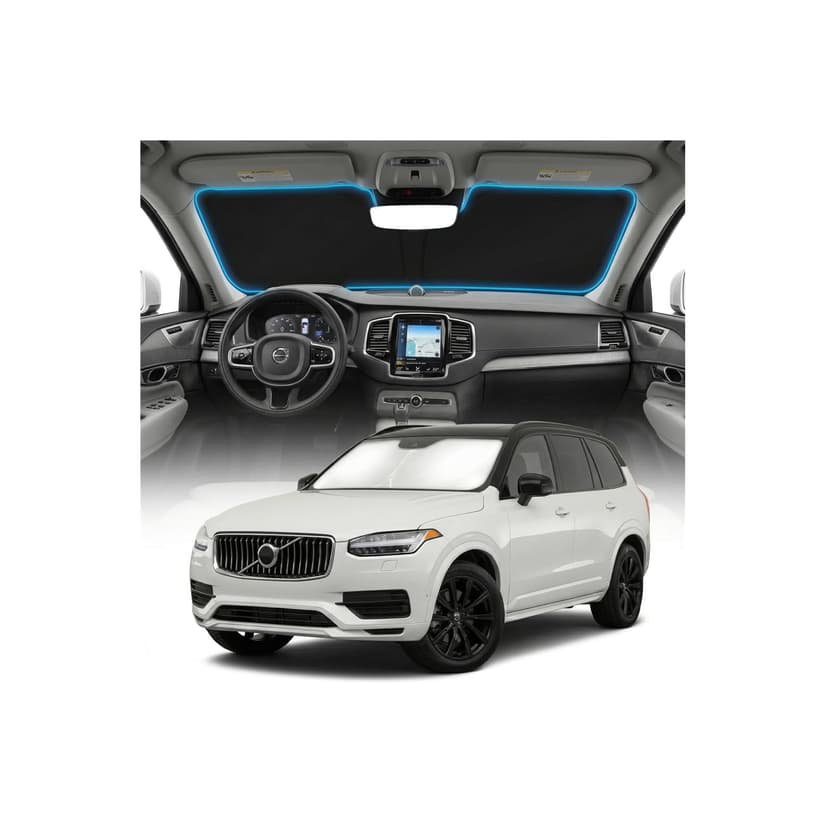 for Volvo XC90 Windshield Sun Shade Cover - Custom Fit XC-90 Accessories 2016-2025 2026 Sunshade Foldable UV Protection & Heat Shield Sun Visor Accessories