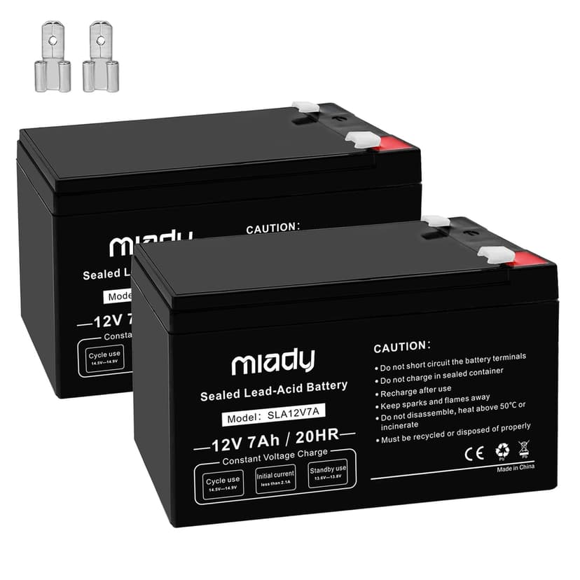 Miady 12V 7Ah Rechargeable Sealed Lead Acid Battery (2 Pack)