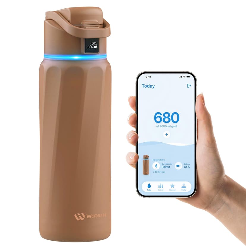 WaterH BOOST Smart Water Bottle Tracker with Reminder to Drink Water, 32oz | Double Wall Vacuum Insulated Stainless Steel, BPA-Free, Leakproof, Smart App Tracking, Travel-Friendly Wide Mouth for Offic