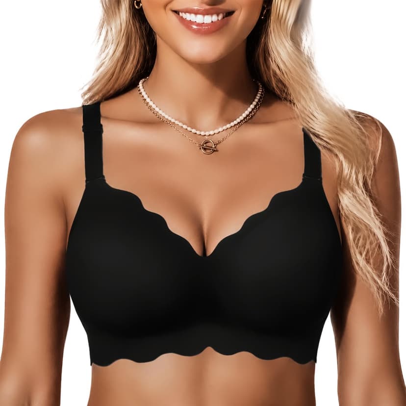 COCOMARTS Jelly Bras for Women No Underwire Scalloped Push Up Wireless Bralettes Seamless Soft Comfort Everyday Tshirt Bra