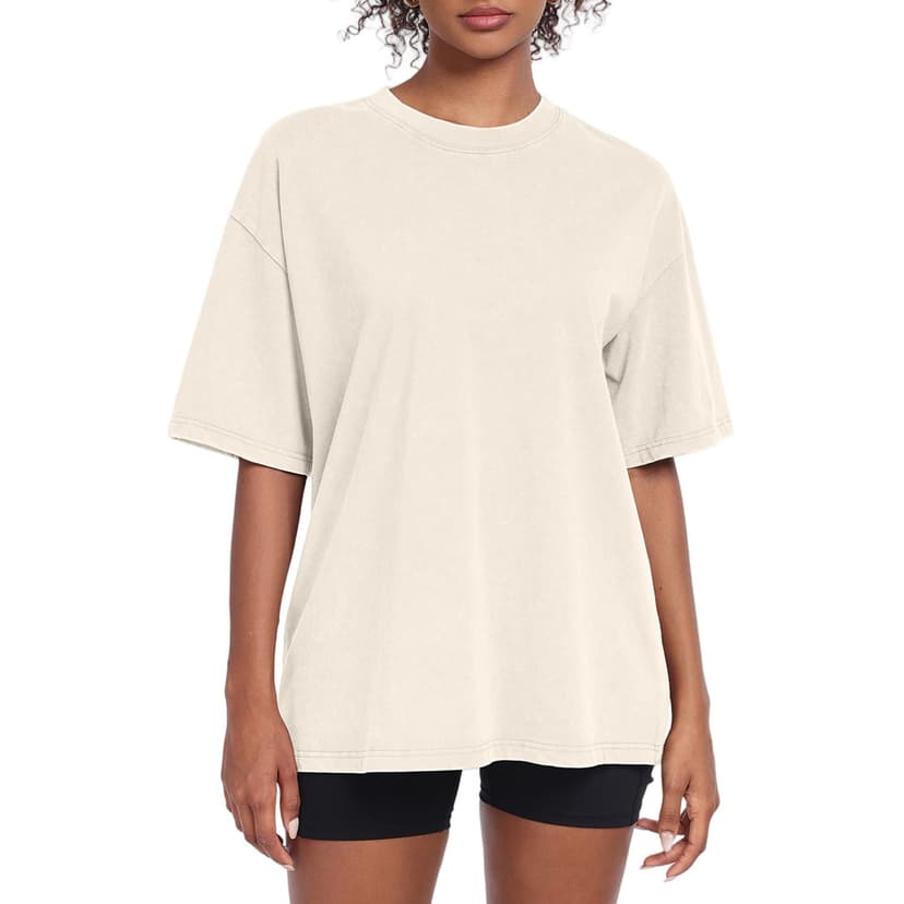 SnowElve Womens Washed Vintage Oversized T-Shirt Baggy Workout Tops Short Sleeve Cotton Tshirts Streetwear Boyfriend Tee
