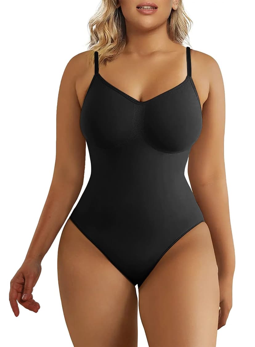 SHAPERX Women's Seamless Shapewear Bodysuit Tummy Control Body Shaper Waist Defining Body Suit