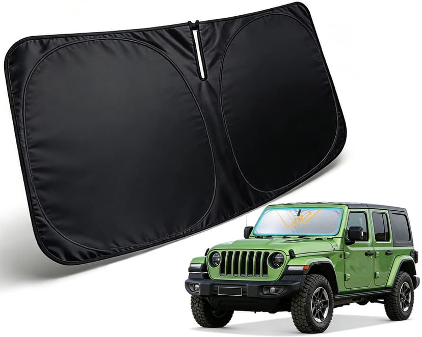 PAIMOHO Sun Shade for Wrangler JL & 2/4 Door 4XE 2018-2026 Gladiator JT | Front Window Sunshade with 240T Sun Visor Protector Foldable Heat Shield Blocks UV Rays, Car Accessories