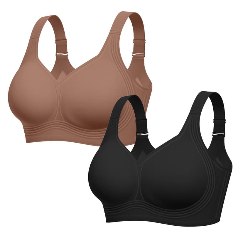 LetsJoli Bras for Women Supportive Wireless Push Up Bra Full Coverage No Underwire Seamless Plus Size for Older Women