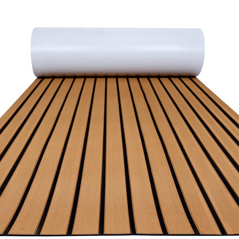 FOCEAN Boat Flooring EVA Foam Boat Decking Faux Teak Marine Flooring Marine Mat Sheet for Motorboat Jon Boats Bass Boat RV Kayak, 94.5"x 47.2"/35.4"/23.6"/15.7"