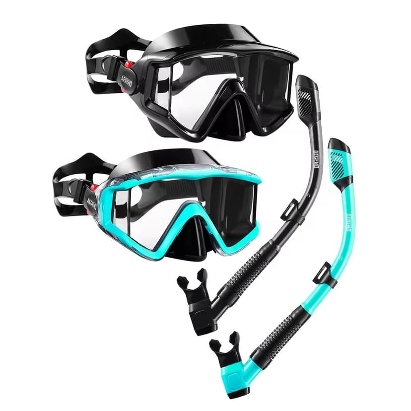 Aegend Snorkeling Gear for Adults Youth Kids, Snorkel Mask with Top Dry Valve - Panoramic View Anti-Leak and Anti-Fog with Mesh Bag for Snorkeling, Scuba Diving, Freediving & Swimming