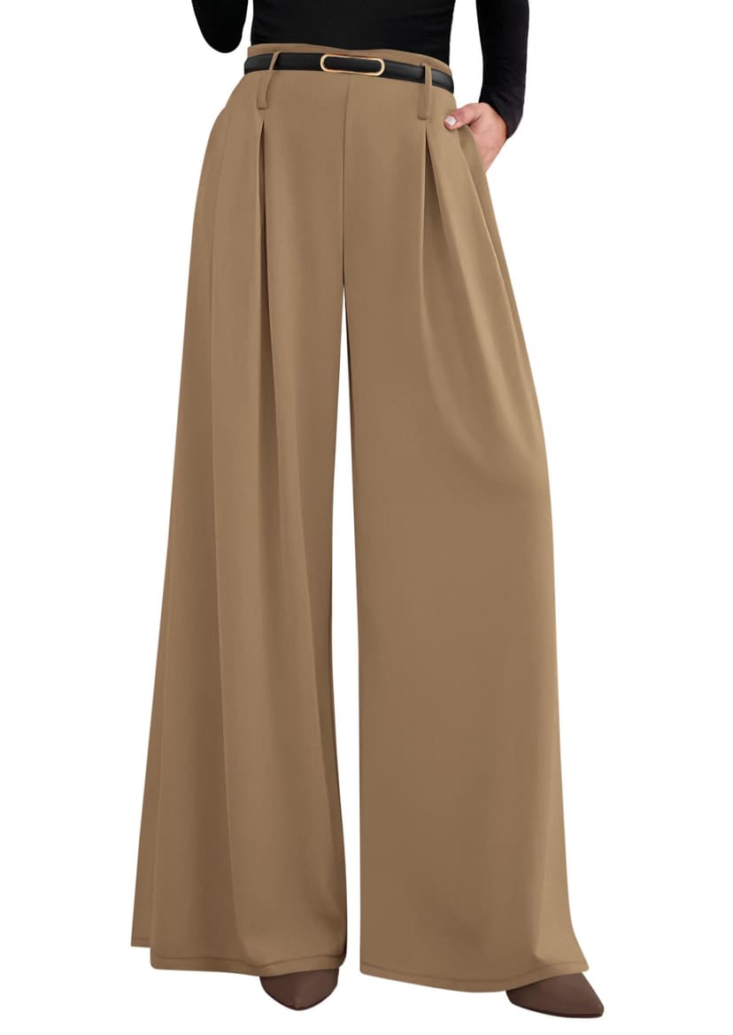 PRETTYGARDEN Womens Wide Leg Trousers 2026 Elastic High Waisted Dress Pants Pleated Slacks Flowy Business Work Palazzo Pants