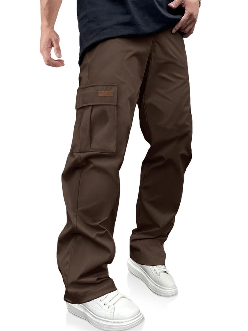 PLEPAN Men's Casual Cargo Pants Drawstring Hiking Workout Tactical Joggers Sweatpants for Men with Pockets