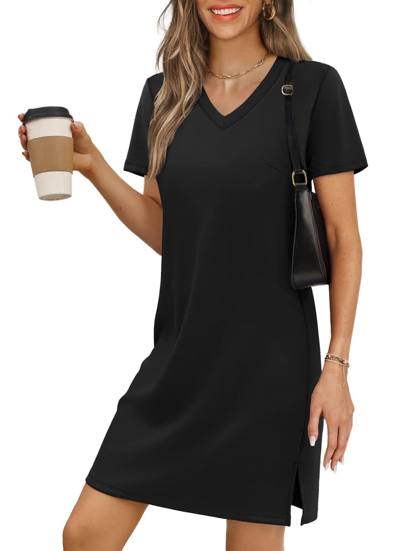 RUMIA Summer Dresses for Women 2026 V-Neck Casual Sundresses T-Shirt Dress