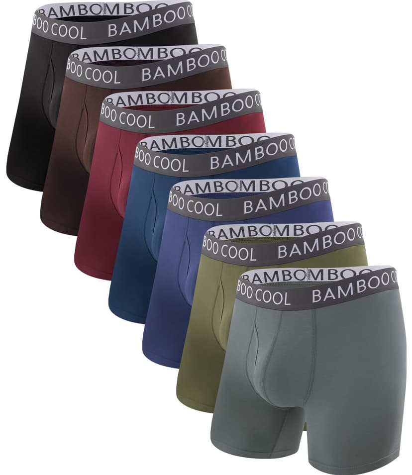 BAMBOO COOL Men's Ultra Breathable Underwear,No Riding Up Boxer Briefs with ComfortFlexible Waistband,Multipack
