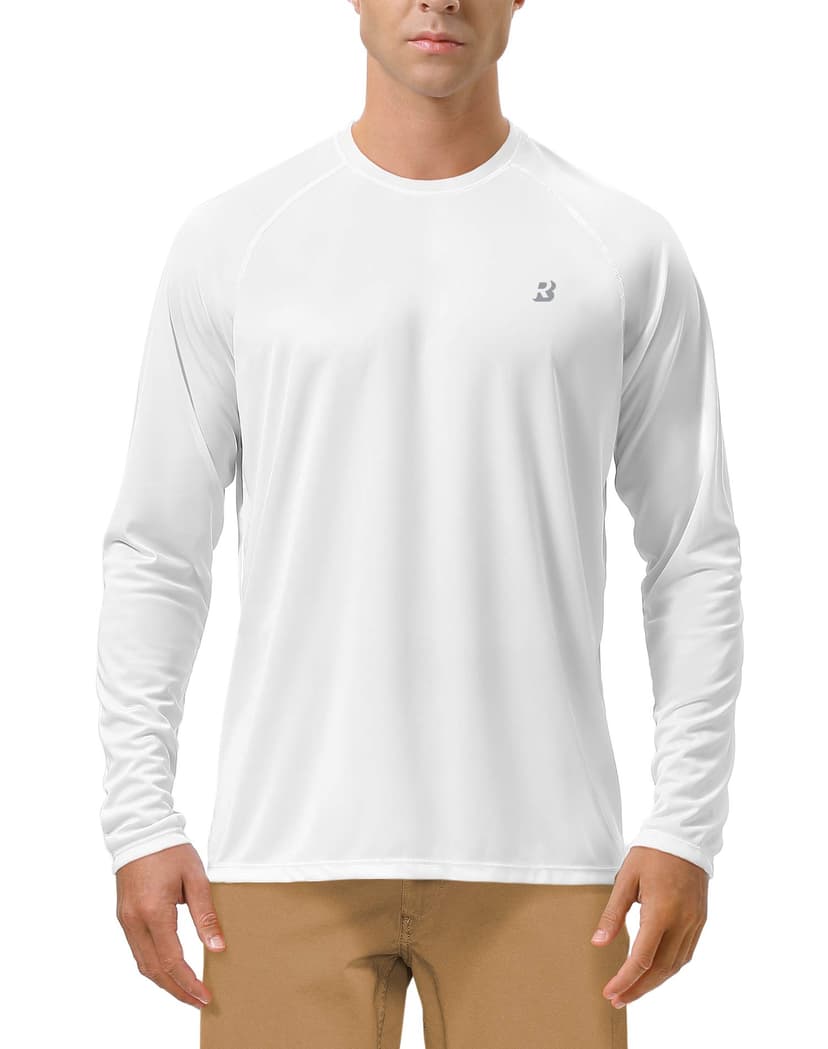 Roadbox Mens UPF 50+ UV Sun Protection Shirts Outdoor Long Sleeve SPF Rash Guard for Fishing Hiking Swimming Running