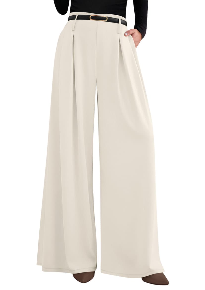 PRETTYGARDEN Womens Wide Leg Trousers 2026 Elastic High Waisted Dress Pants Pleated Slacks Flowy Business Work Palazzo Pants