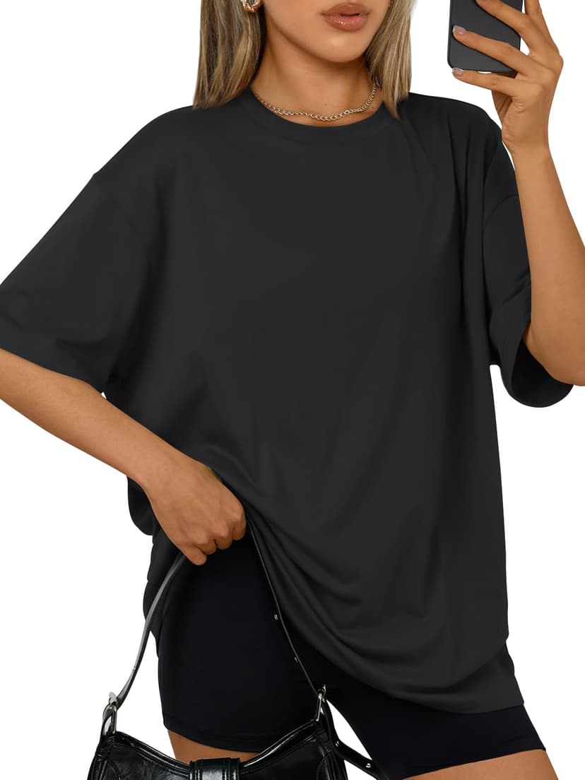 Trendy Queen Womens Oversized Summer T Shirts Plus Size Spring Cute Casual Tops Short Sleeves Fashion Workout Clothes