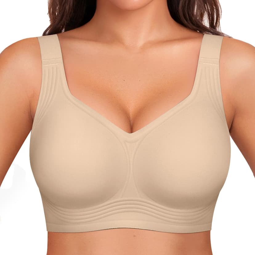 OEAK Womens Wireless Jelly Bra Plus Size Supportive Seamless Bras Full Coverage Push Up Comfortable No Underwire Tshirt Bras