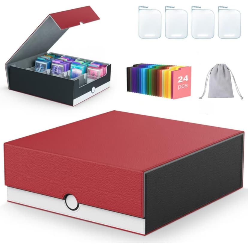 ENTUMO 4-Row【3200+】 Trading Card Storage Box, Card Organizer Holder with 24 Dividers, Case Fit for MTG TCG Magic Commander Deck Playing Cards, Deck Box for Sport Card