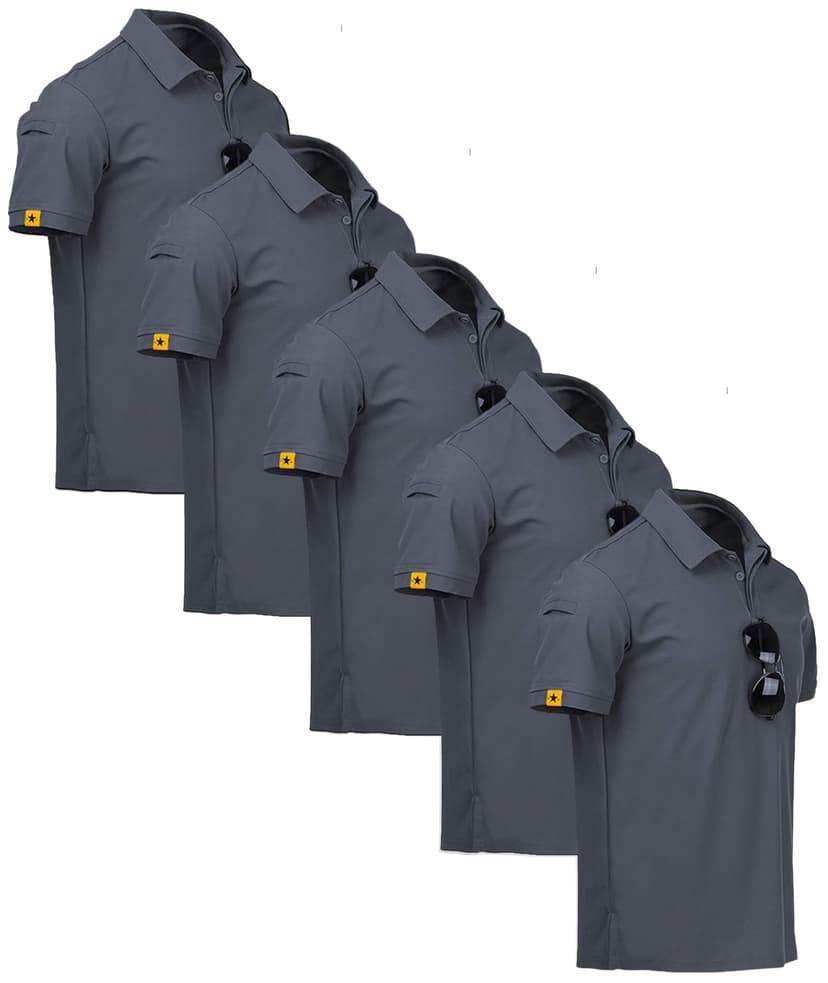 ZITY 5 Pack Mens Polo Shirt Short Sleeve Sports Golf Tennis T-Shirt Moisture-Wicking Summer Shirts