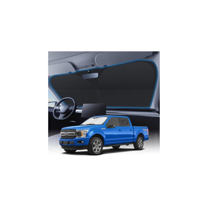 KUST Windshield Sun Shade for 2015-2026 Ford F150 Accessories (Lariat, Raptor, King Ranch) Pickup Truck Custom Fit Window Shade 4 Layers Foldable Sun Visor Protector Blocks UV Rays Keep Car Cooler