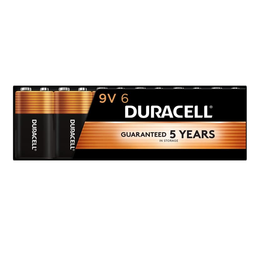 DURACELL Coppertop 9V Battery, 6 Count, Smoke Detector Battery