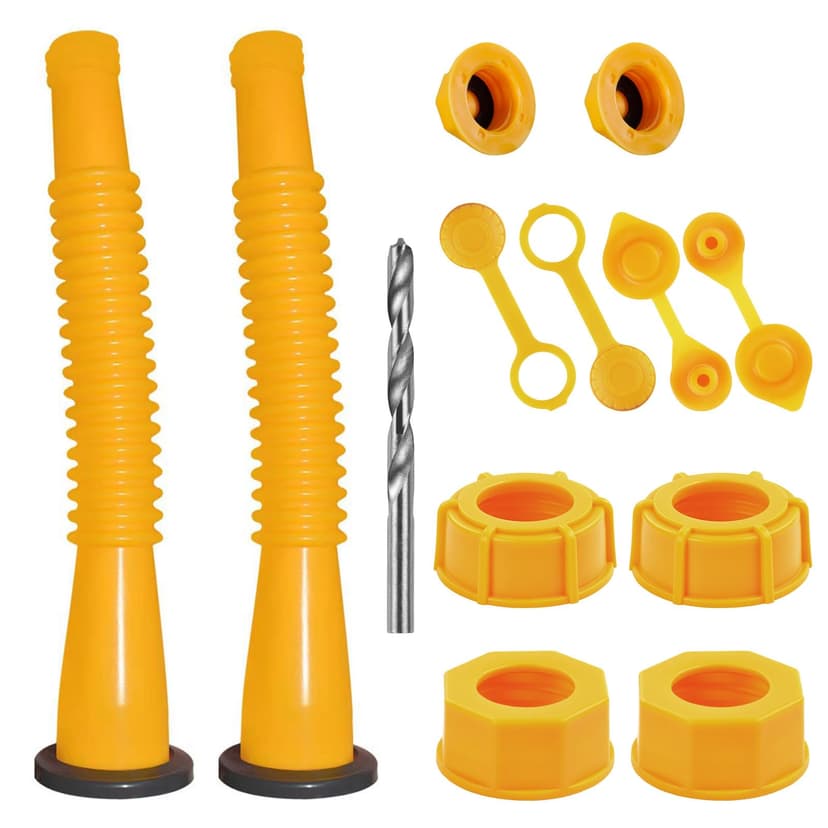 Gas Can Spout Replacement Kit, Gas Can Nozzle Replacement (2 Kits-Yellow) | For 1/2/5/10 gallon gas can. All gaskets are installed and ready to use upon receipt, Leak-proof, Perfect fit, Good quality