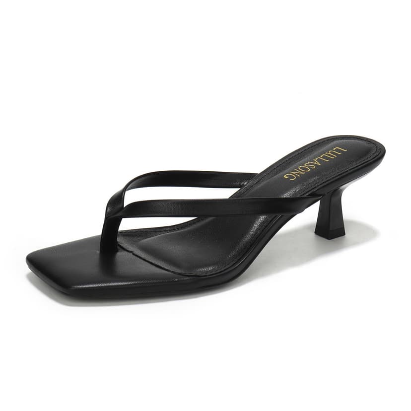 LULLASONG Women's Kitten Heels Sandals Square Open Toe Flip Flop Heels 1.8-2 Inch Heeled Sandals for Women