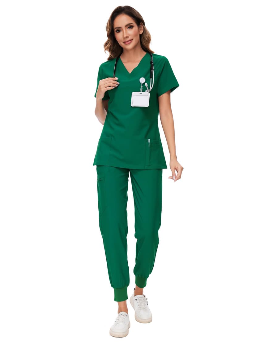 COZYFIT Scrubs for Women Set - Stretch V-Neck Scrub Top & Jogger Pant with 8 Pockets COZY SCRUBS