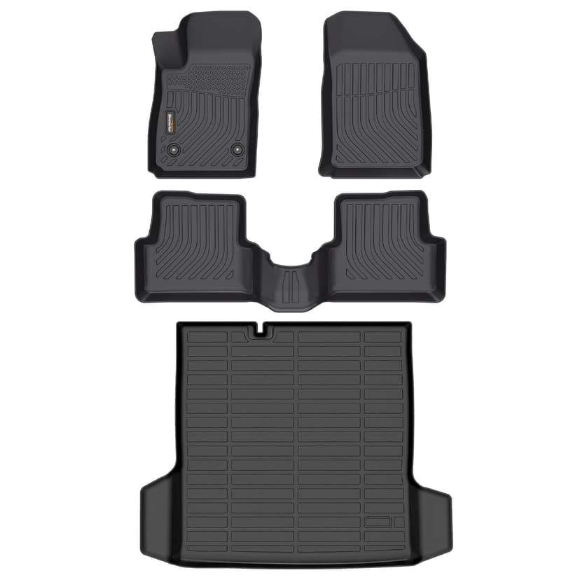 Binmotor-All Weather Car Floor Mats and Cargo Liner Set for Chevy/Chevrolet Sonic 2012-2020(Not Fit Hatchback), 2 Rows with Cargo Mat TPE Liners for Chevy Sonic Accessories Mats Trunk Mat-Black