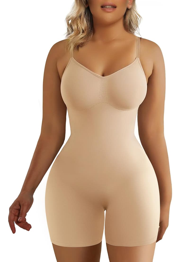 SHAPERX Women's Seamless Shapewear Bodysuit Tummy Control Body Shaper Waist Defining Body Suit