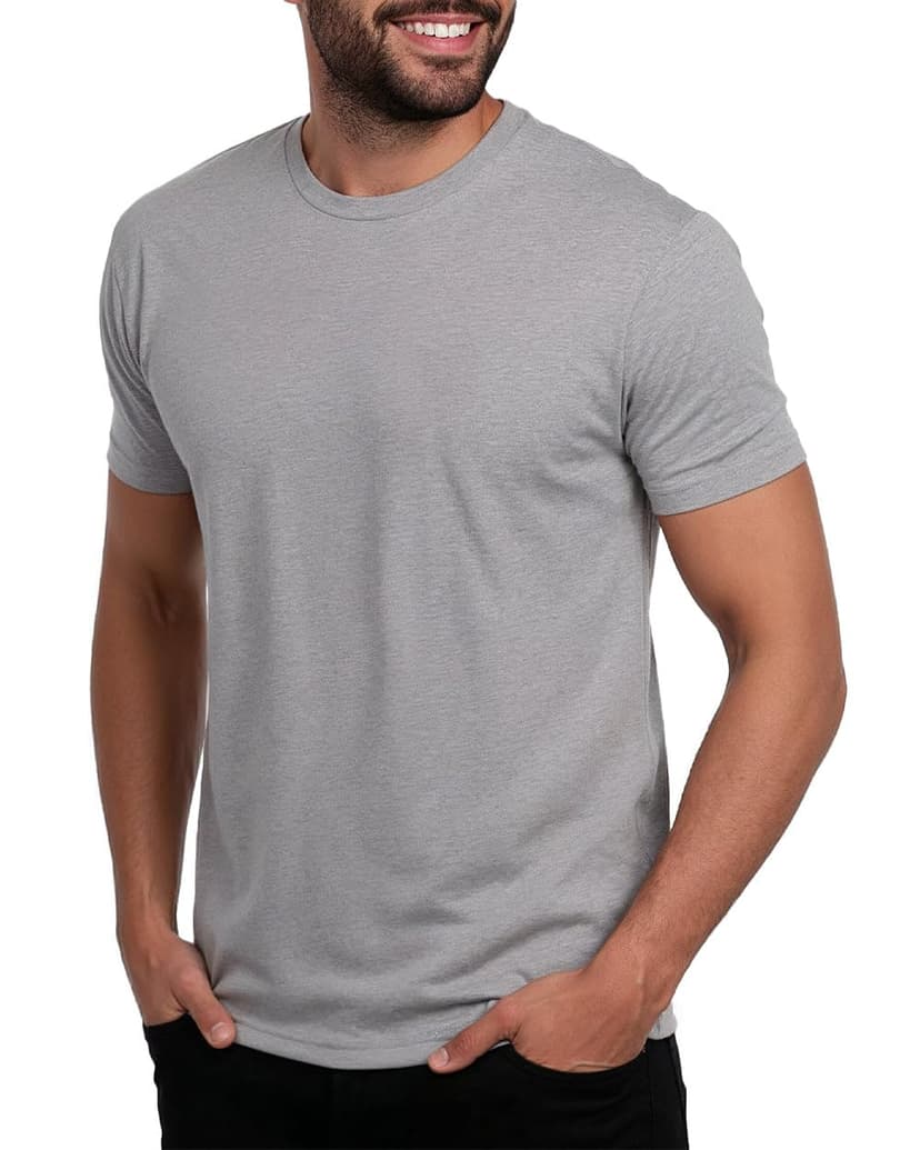 Mens T Shirts Soft Cotton Crew Neck Athletic Fit Casual Tees S-4XL | Soft cotton blend casual tee shirts with 4-way stretch - tag-free athletic fit for gym, work & casual everyday wear.