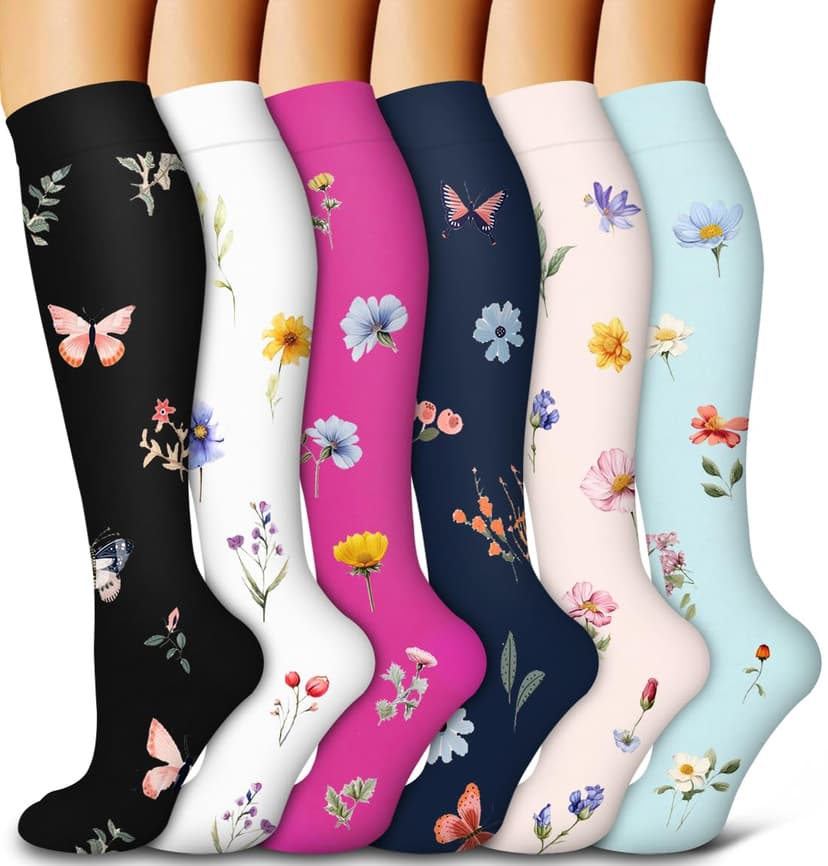 Bluemaple 6 Pack Copper Compression Socks for Women and Men Circulation-Best Support for Medical, Running,Nursing,Athletic