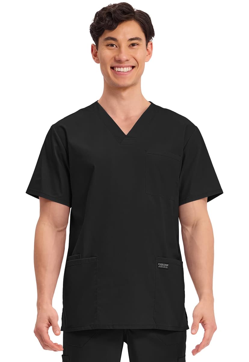 Cherokee WW Professionals Men's V-Neck Scrub Top 4 Pockets Medical Shirt