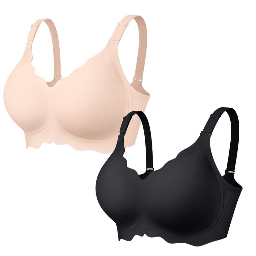 OEAK Women Value Series Jelly Bras Wireless Pushup Convertible Bra | Everyday Essentials,Comfortable Bralettes,No Underwire,Full Coverage,Support Lift,Tshirt,Soft,Seamless,Scalloped