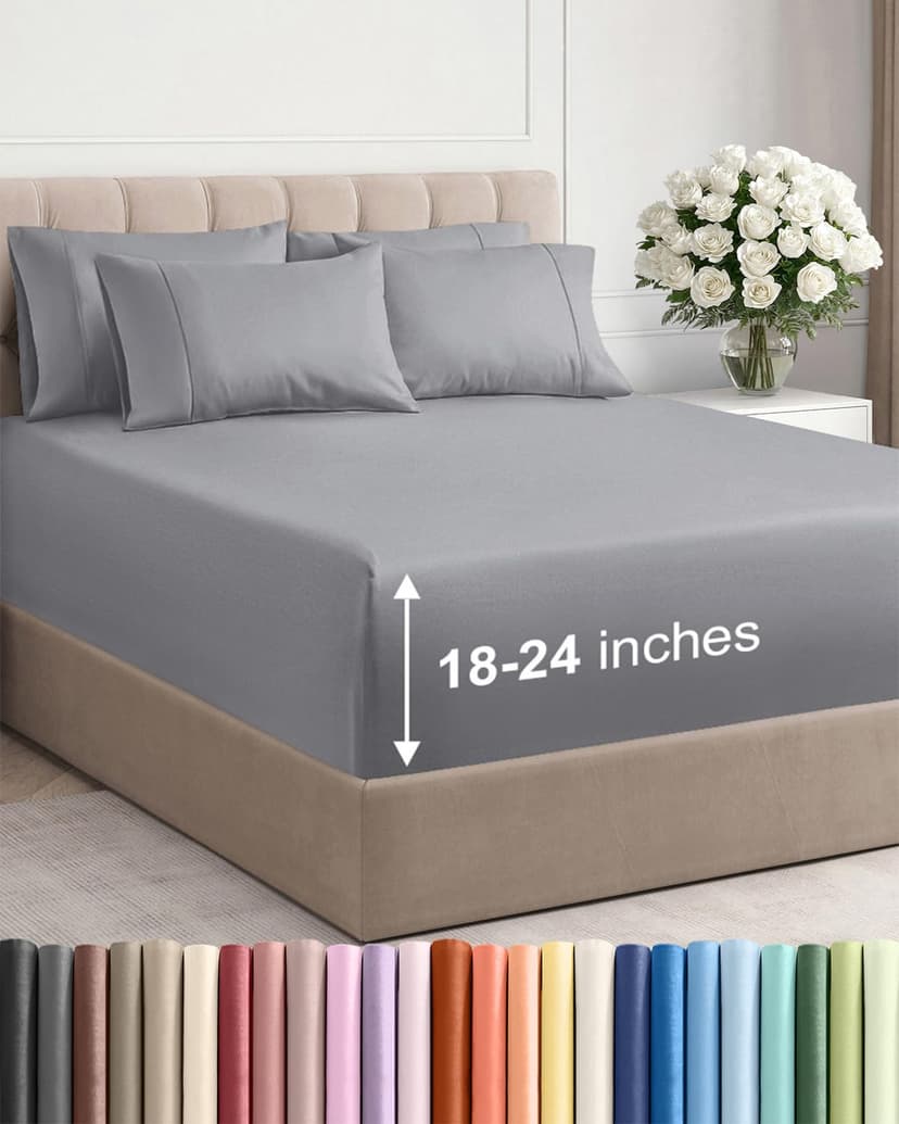 Extra Deep King Sheet Set - 6 Piece Breathable and Cooling Sheets - Hotel Luxury Bedding for Women, Men, Kids & Teens - Easy & Secure Fit - Soft, Wrinkle Free & Comfy - Extra Deep Pockets - Steel Blue