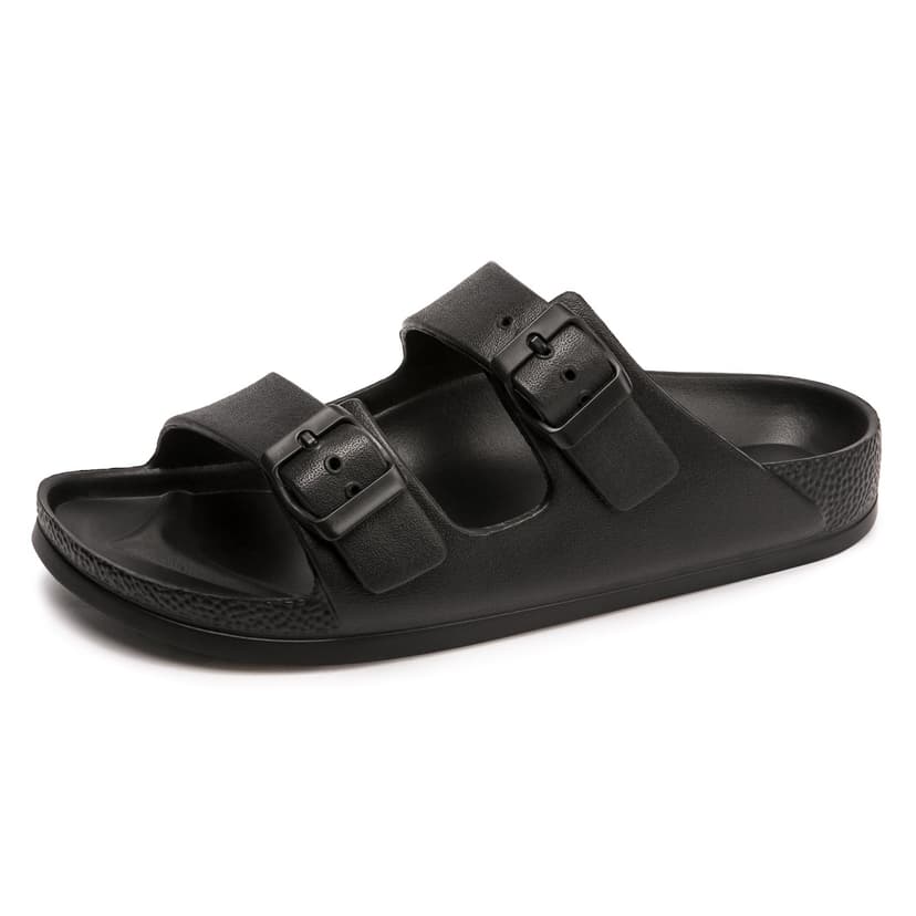 FUNKYMONKEY Jelly Sandals for Women with Adjustable Buckle, Comfortable Chunky Slip-on Beach Slides, Waterproof Platform Shoes for Pool Shower Casual Wear