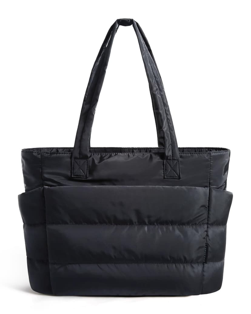 BAGSMART Puffy Tote Bag for Women, Lightweight Work Tote Handbag | 20L for 15.6" Laptop/ 18L for 15.6" Laptop, Quilted Shoulder Bag for Travel College Gym Daily