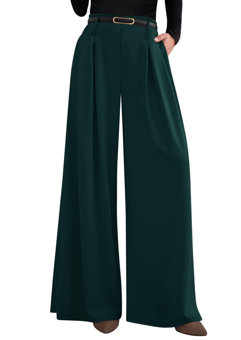 PRETTYGARDEN Womens Wide Leg Trousers 2026 Elastic High Waisted Dress Pants Pleated Slacks Flowy Business Work Palazzo Pants