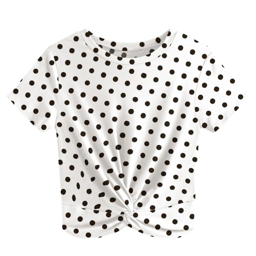 JINKESI Women's Summer Causal Short Sleeve Blouse Round Neck Crop Tops Twist Front Tee T-Shirt