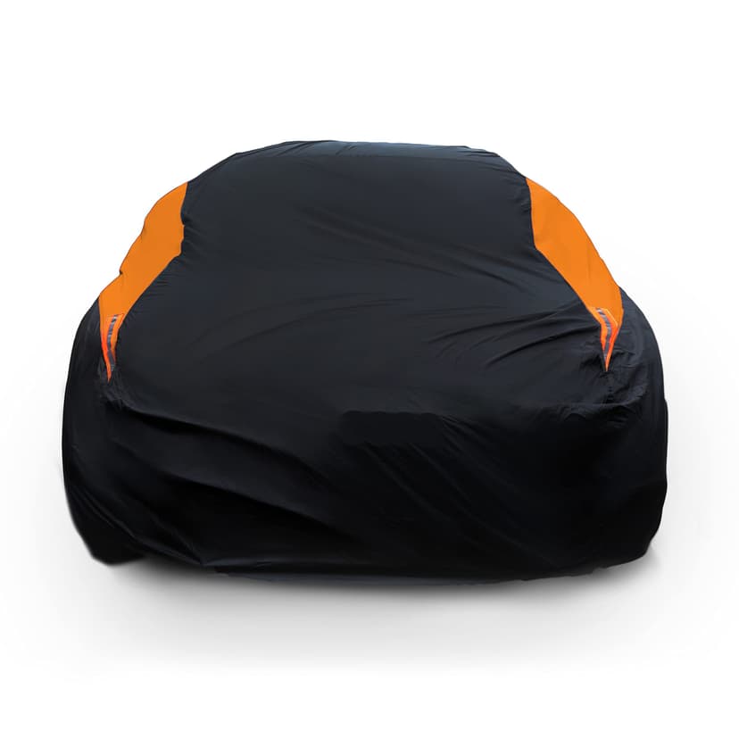 MORNYRAY Waterproof All Weather Snowproof UV Protection Windproof Outdoor Full car Cover, Universal Fit for Sedan (Fit Sedan Length 194-206 inch, Orange)