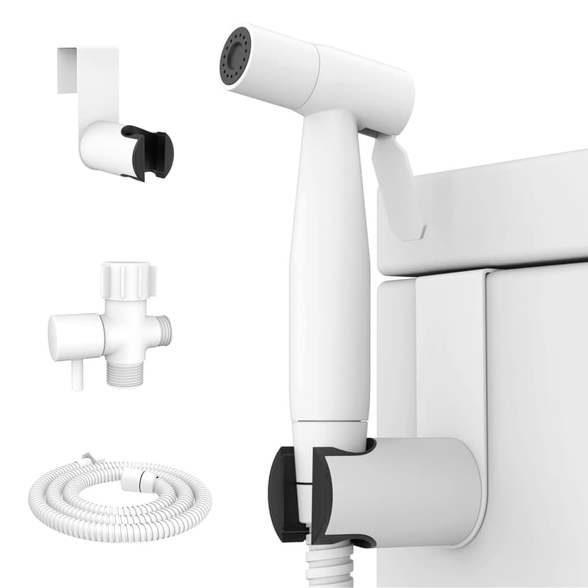 Arofa Handheld Bidet Sprayer, Bidet Attachment for Toilet, Matte White | Muslim Shower Toilet, Leak-Free Bidet Hose, Tank or Wall Mount, Feminine/Baby Wash, Cloth Diaper Rinse, Easy Installation